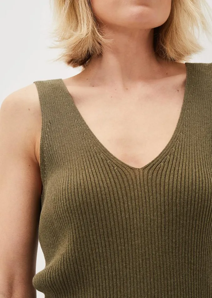 Caryl Ribbed Vest Top Khaki Women Phase Eight Tops and TShirts