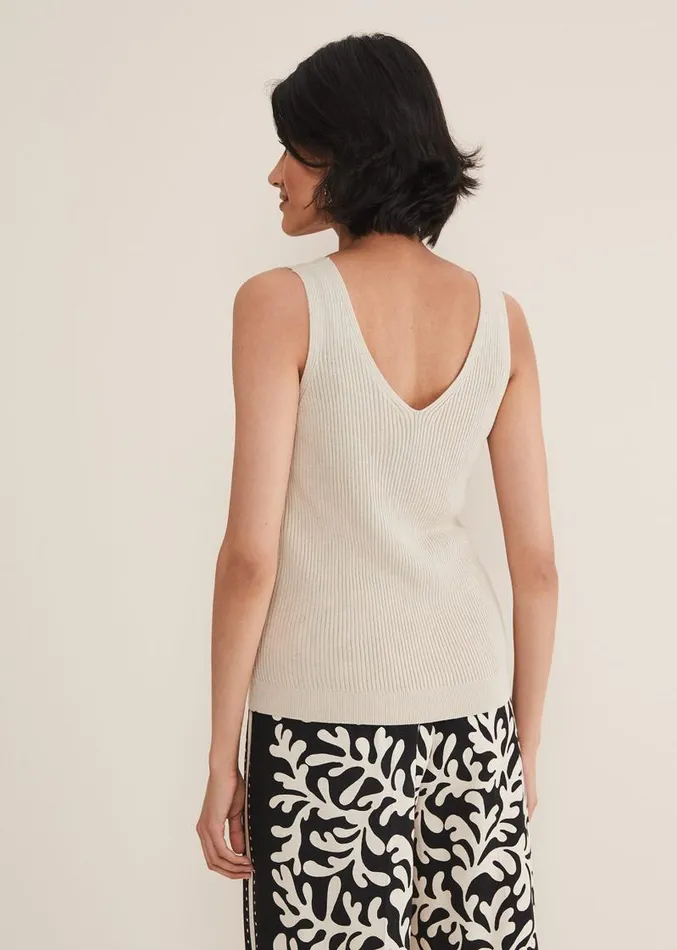 Caryl Ribbed Vest Top Stone Women Phase Eight Knitwear