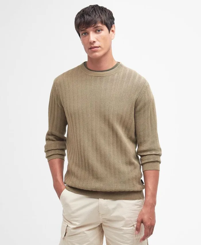 Cathil Crew Neck Jumper Classic Navy Men Barbour Jumpers
