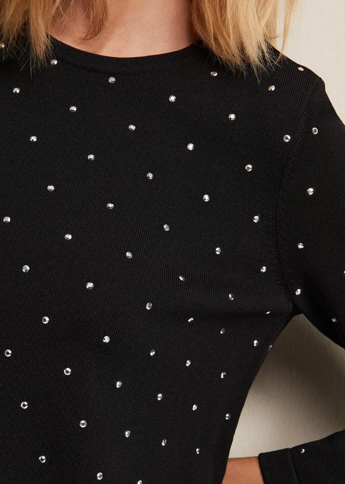 Catriona Stud Shift Knitted Mini Dress Black Women Phase Eight Dresses