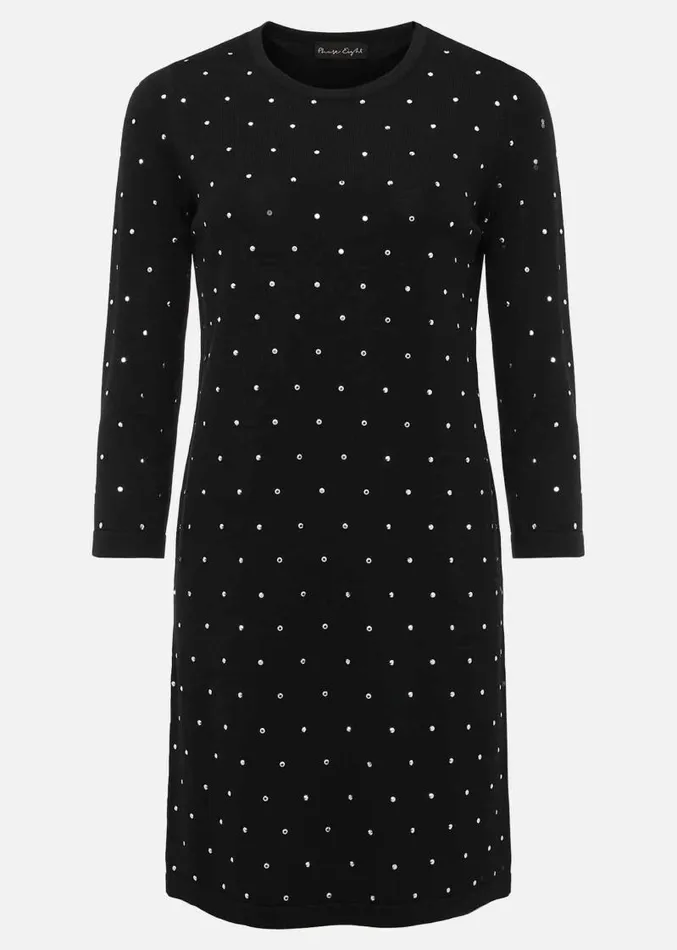 Catriona Stud Shift Knitted Mini Dress Black Women Phase Eight Dresses