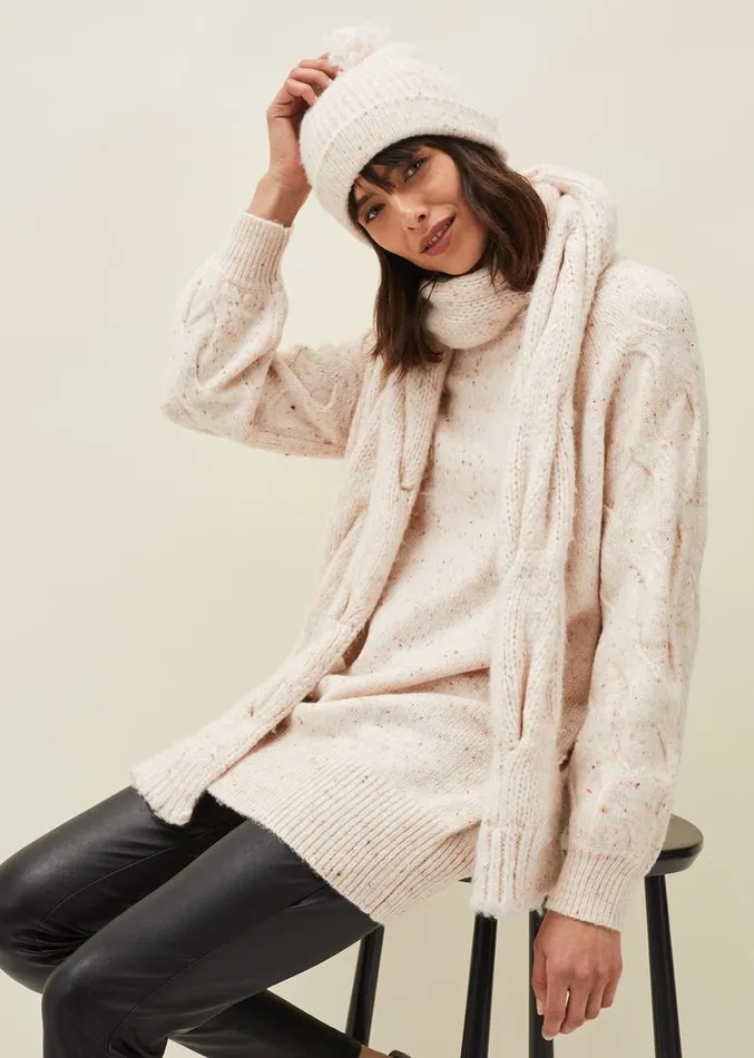 Cattie Ribbed Beanie Hat Neutral Women Phase Eight Fascinators and Hats