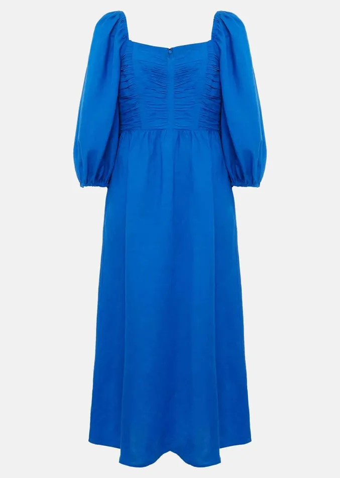 Celila Linen Midi Dress Blue Women Phase Eight Dresses