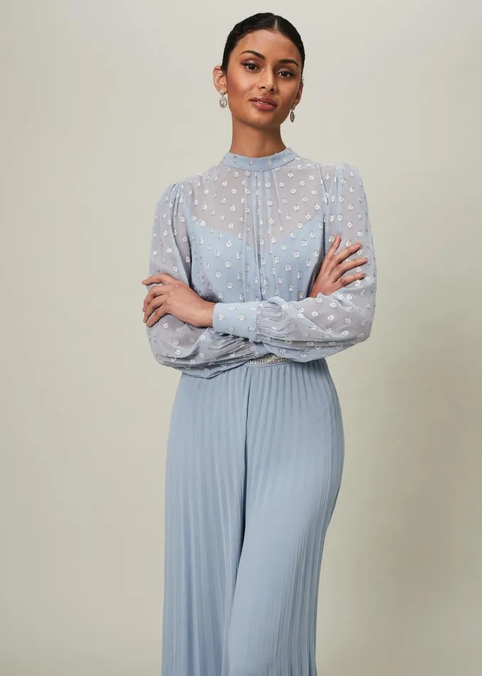 Charley Pleated Jumpsuit Soft Blue Women Phase Eight Dresses