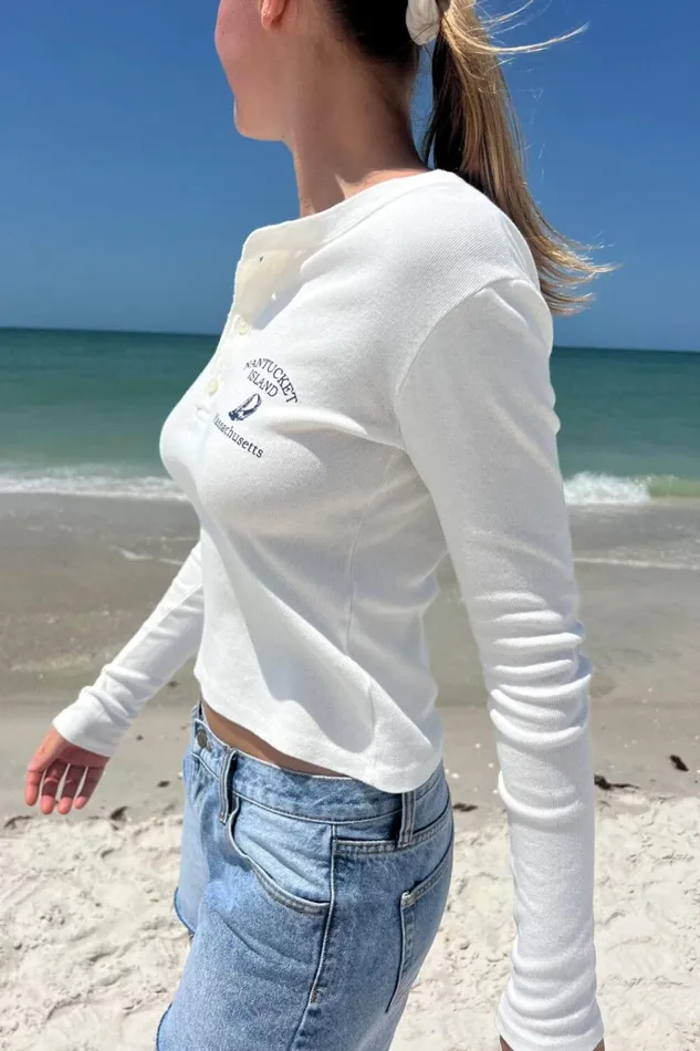 Charlie Nantucket Top Natural White Women Brandy Melville Tops