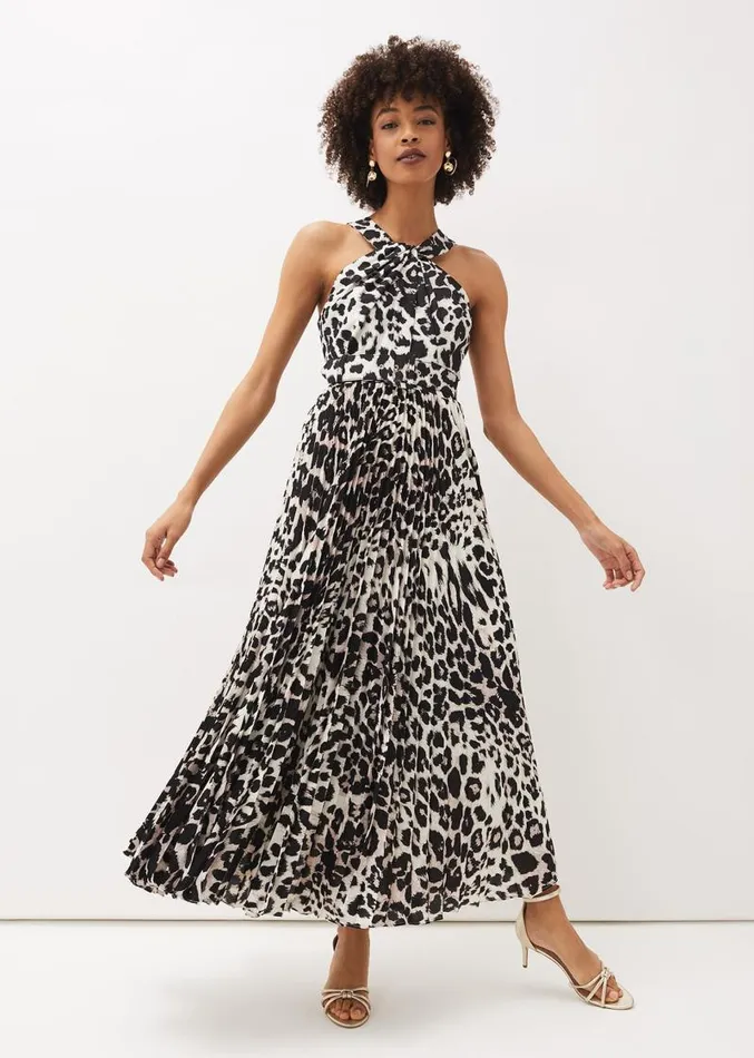 Chelsie Leopard Print Midaxi Dress Multicoloured Women Phase Eight Dresses