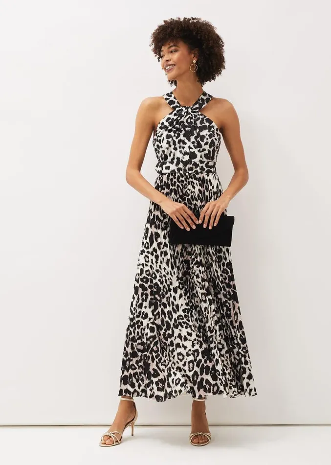 Chelsie Leopard Print Midaxi Dress Multicoloured Women Phase Eight Dresses
