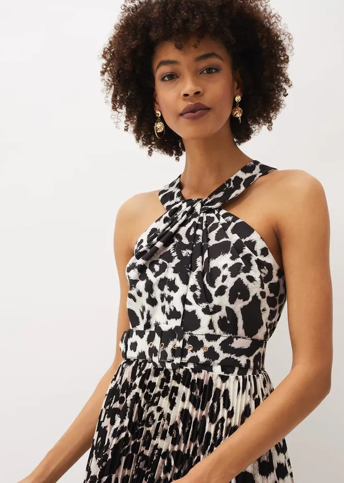 Chelsie Leopard Print Midaxi Dress Multicoloured Women Phase Eight Dresses