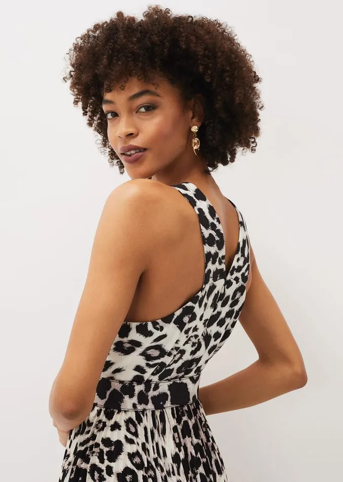 Chelsie Leopard Print Midaxi Dress Multicoloured Women Phase Eight Dresses