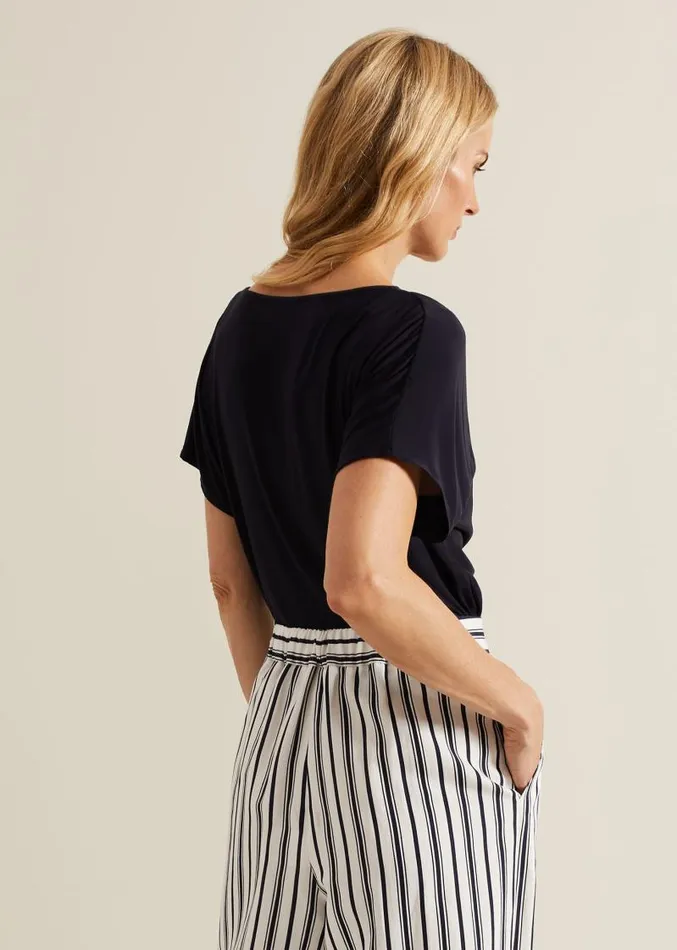 Cheryl Cowl Neck Woven Front Top Navy Women Phase Eight Tops and TShirts