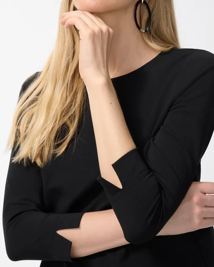 Chico039s 34 Sleeve Perfect Tee Black Women Tops