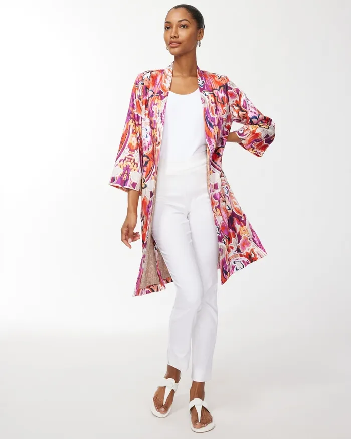 Chico039s 40th Anniversary Paisley Duster Multi Women Jackets and Coats