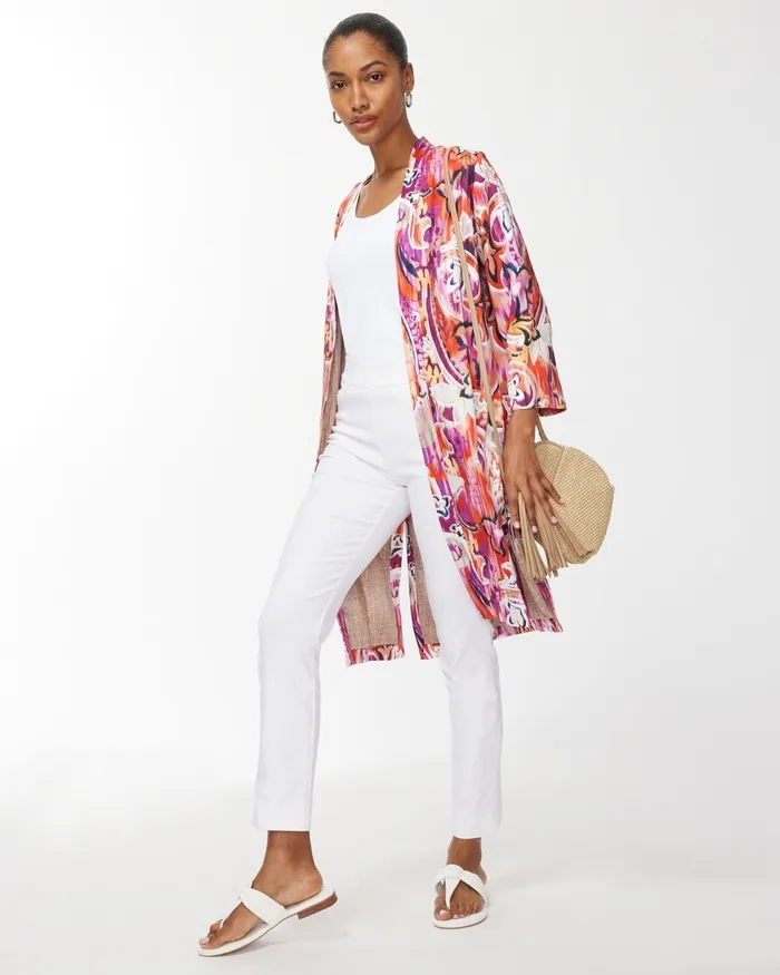 Chico039s 40th Anniversary Paisley Duster Multi Women Jackets and Coats