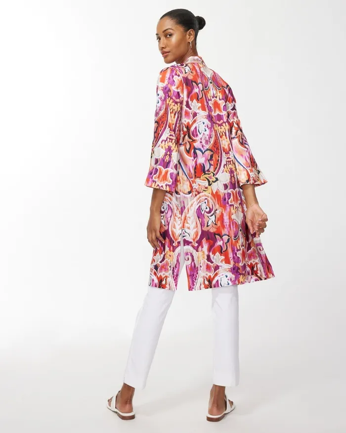 Chico039s 40th Anniversary Paisley Duster Multi Women Jackets and Coats