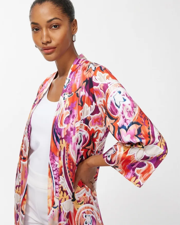 Chico039s 40th Anniversary Paisley Duster Multi Women Jackets and Coats