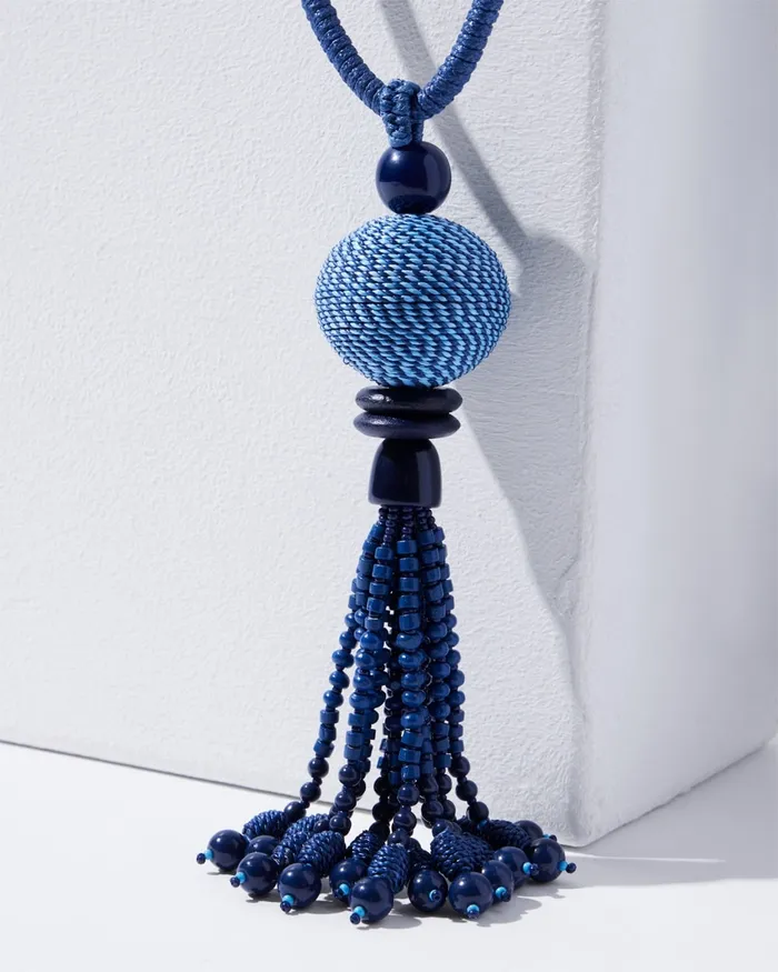Chico039s Adjustable Tassel Necklace NavyBlue Women Necklaces