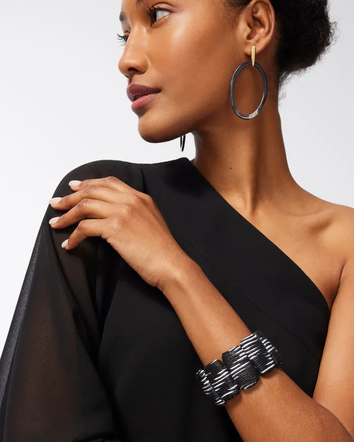 Chico039s Black and White Stretch Bracelet BlackWhite Women Bracelets