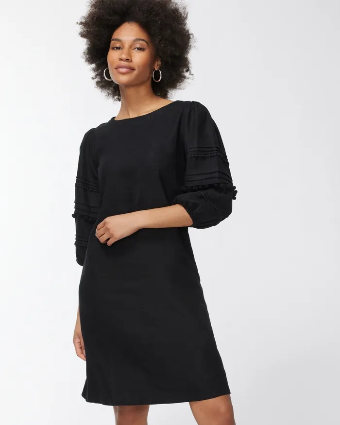 Chico039s Black Linen Embroidered Dress Black Women Dresses and Skirts