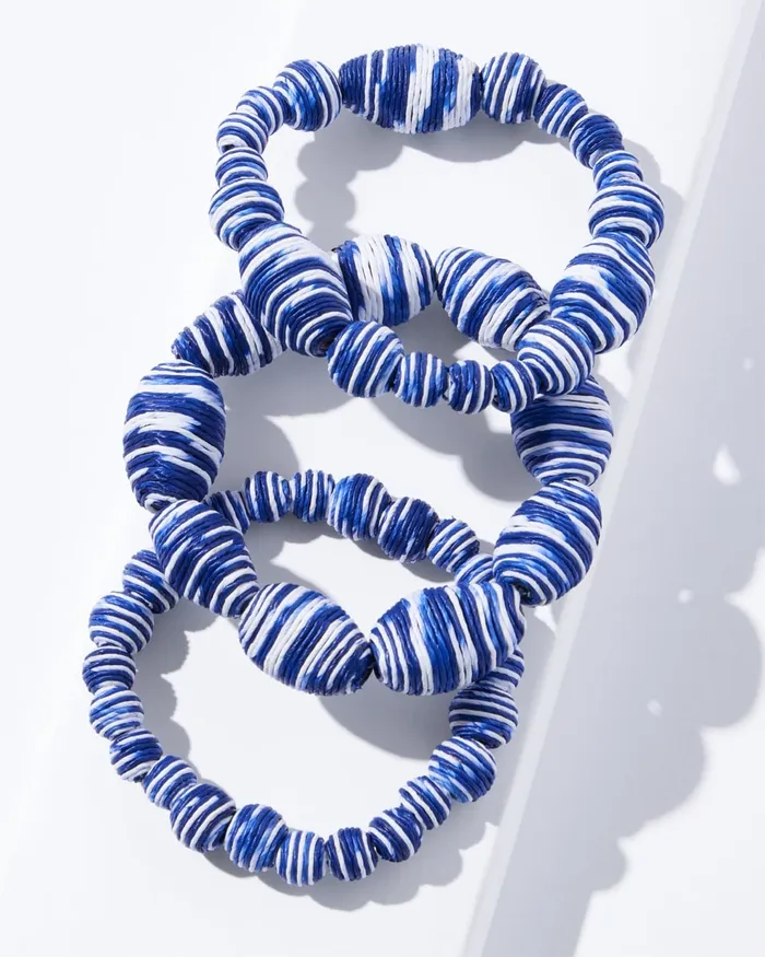 Chico039s Blue and White Stretch Bracelets Set WhiteBlue Women Bracelets