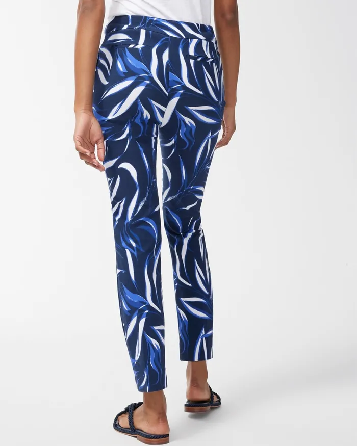 Chico039s Brigitte Foliage Print Ankle Pants Classic NavyWhite Women Pants