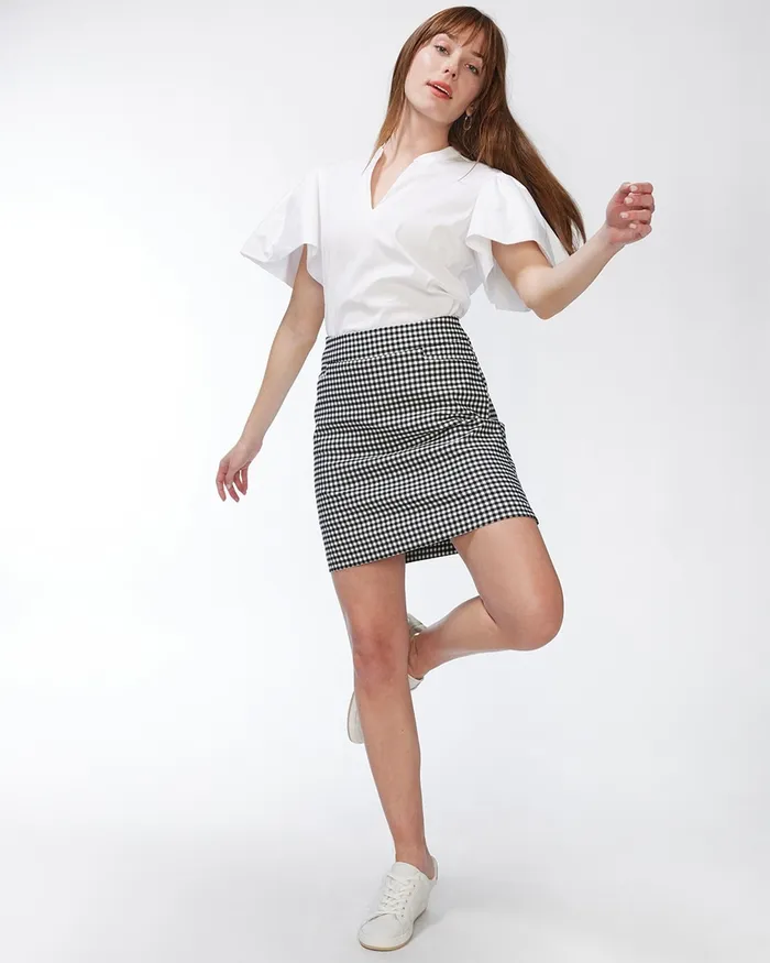 Chico039s Brigitte Gingham Skort AlabasterBlack Women Shorts
