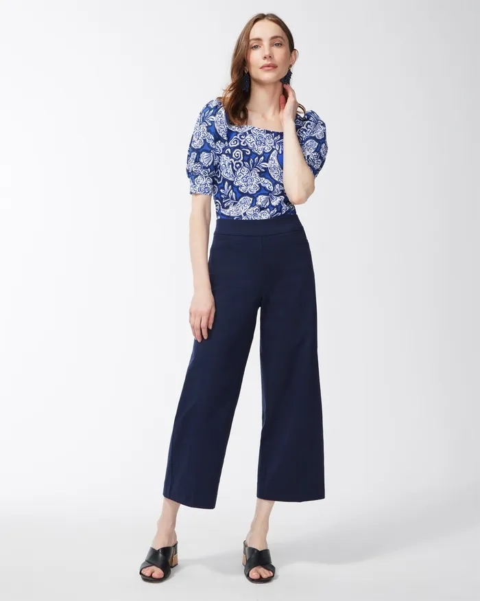 Chico039s Brigitte Wide Leg Crops Sea Salt Women Pants