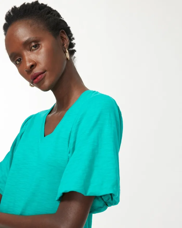 Chico039s Flutter Sleeve Elbow Tee Tropical Jade Women Tops