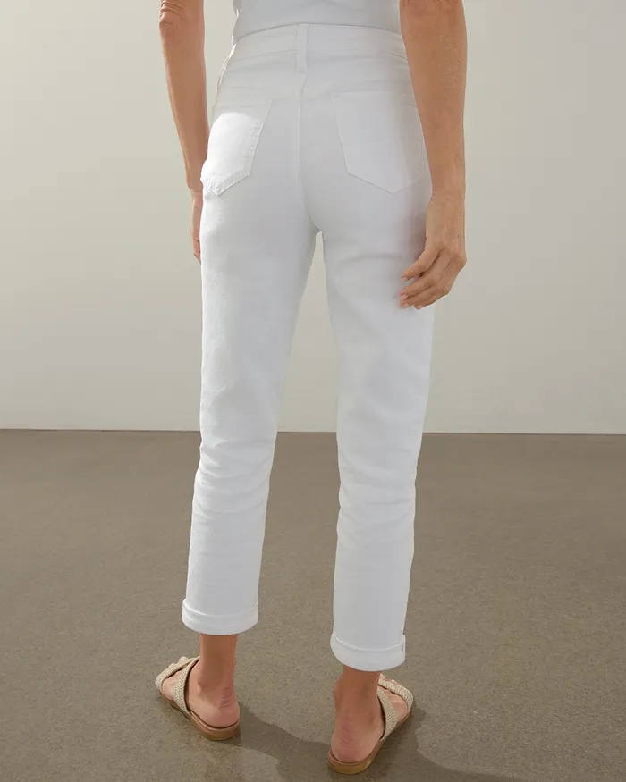 Chico039s Girlfriend Distressed Crops Alabaster Women Jeans and Denim