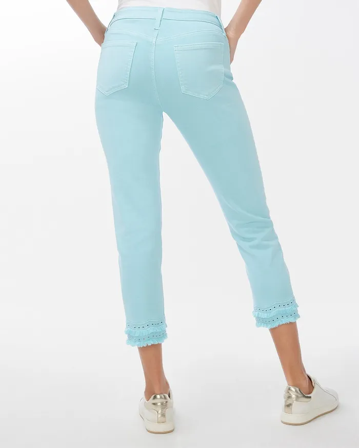 Chico039s Girlfriend Double Fray Crops Beach Aqua Women Jeans and Denim