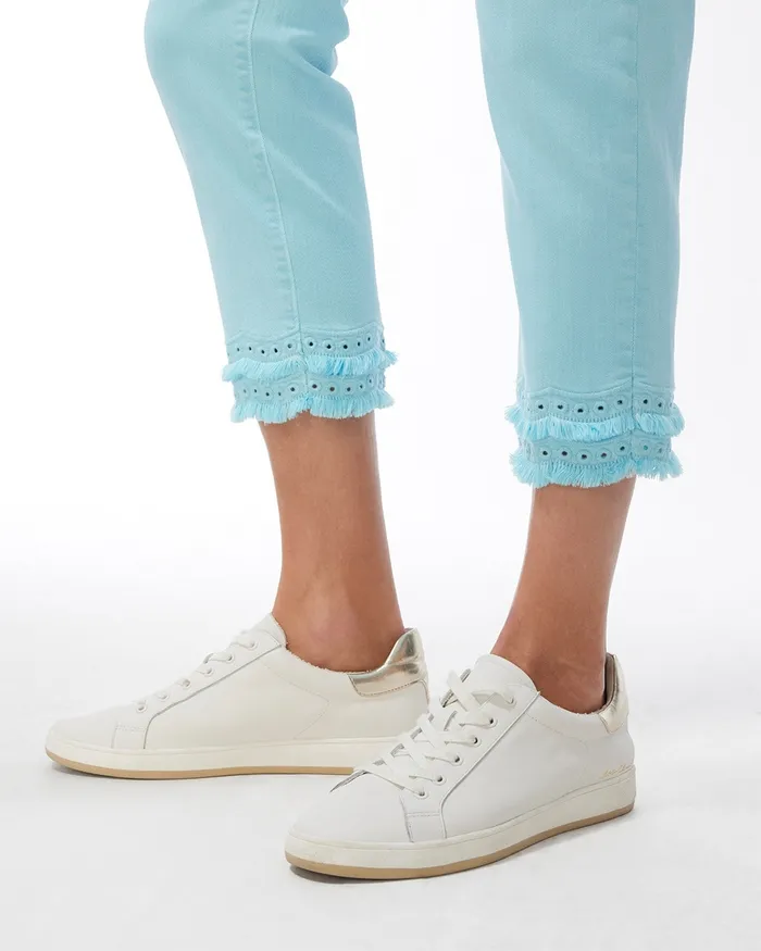 Chico039s Girlfriend Double Fray Crops Beach Aqua Women Jeans and Denim