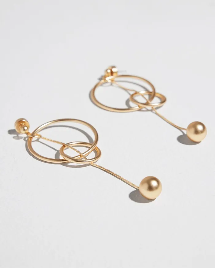 Chico039s Gold Linear Drop Earrings Gold Women Earrings