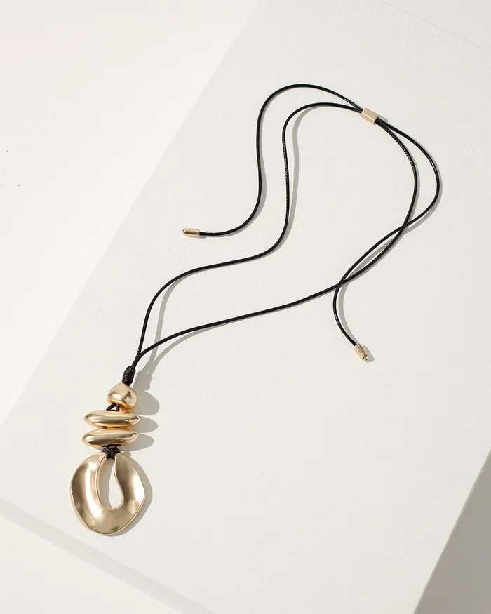 Chico039s Gold Tone Adjustable Pendant Necklace Gold Women Necklaces