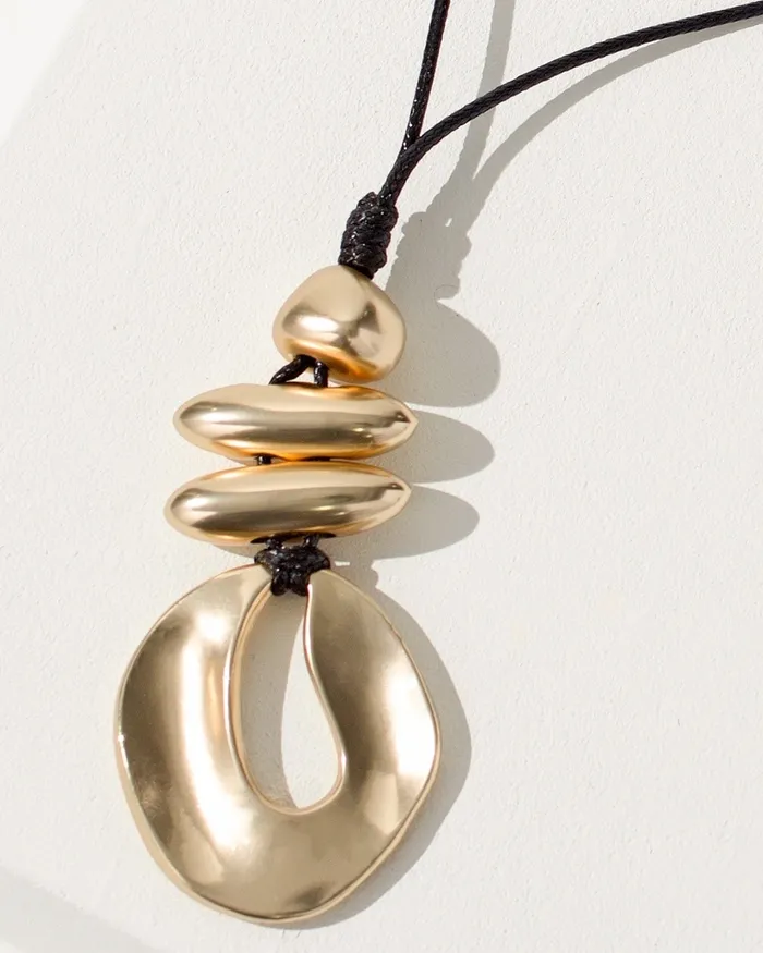 Chico039s Gold Tone Adjustable Pendant Necklace Gold Women Necklaces