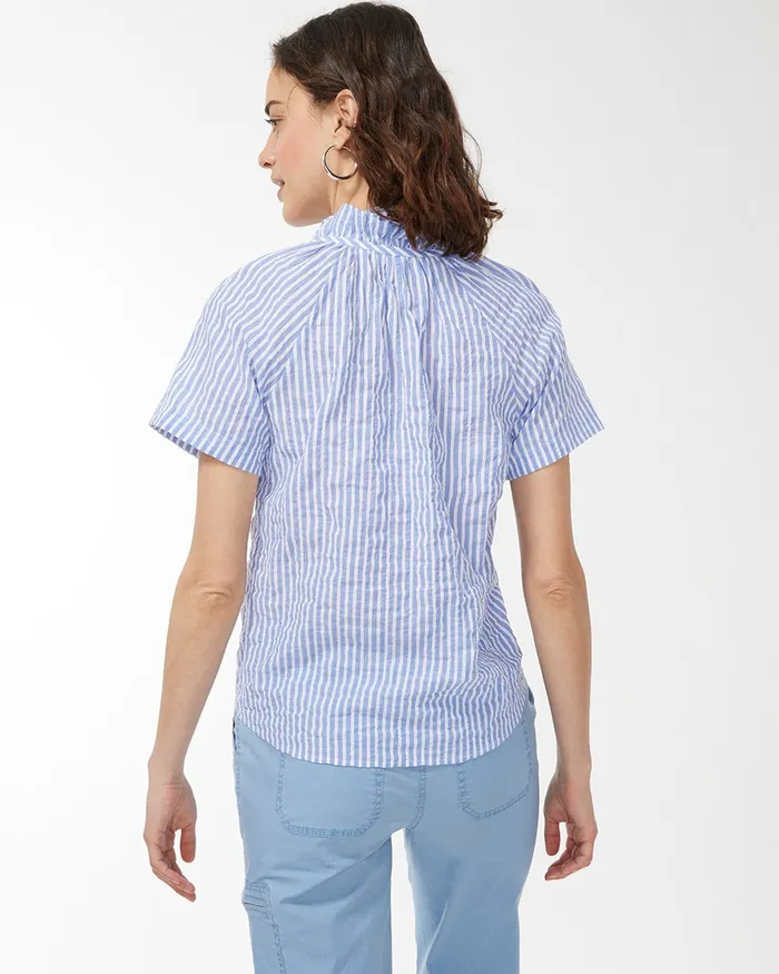 Chico039s High Neck Stripe Shirt Amparo Blue Women Matching Sets
