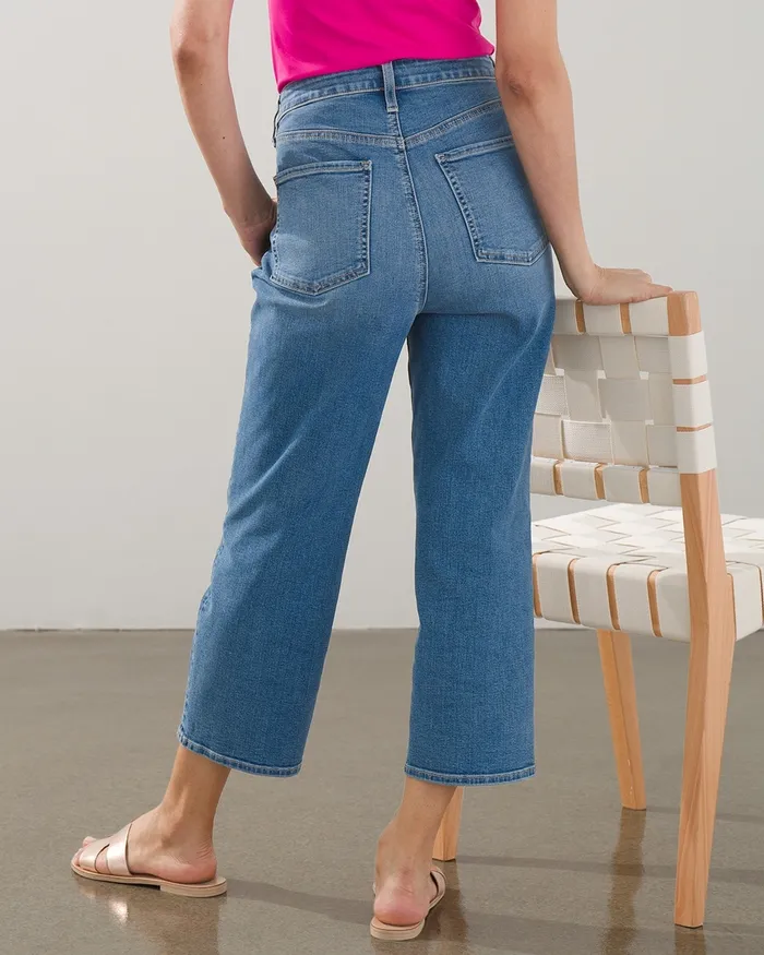 Chico039s High Rise Straight Leg Denim Crops Wildflower Indigo Women Jeans and Denim