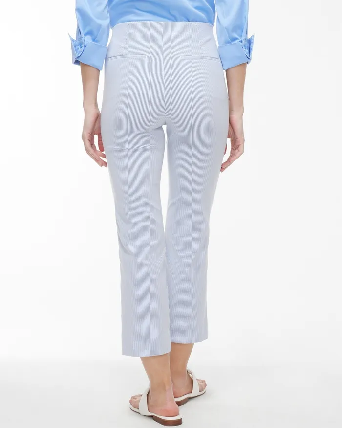 Chico039s Juliet Icon Strip Straight Crops AlabasterBlue Women Pants