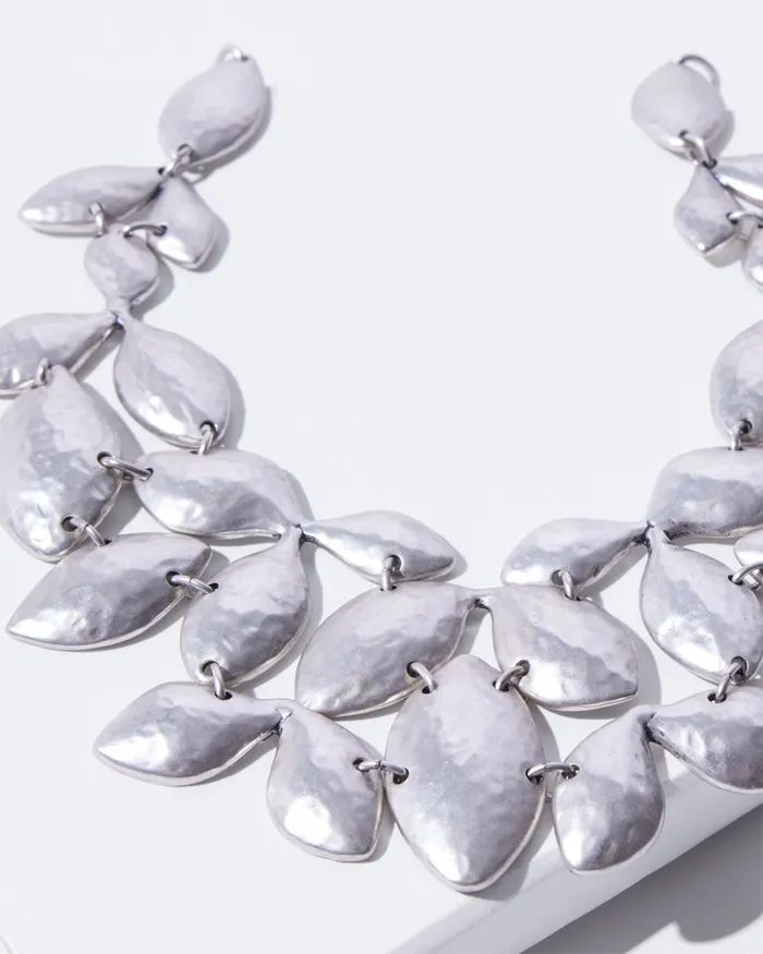 Chico039s Leaf Bib Necklace Silver Women Necklaces
