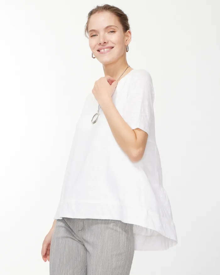 Chico039s Linen Tiered ALine Tee Alabaster Women Tees