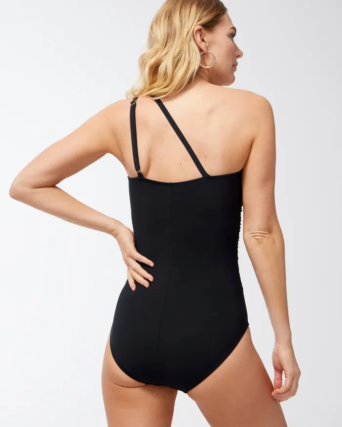 Chico039s Magicsuit Hyperlink Charlize One Shoulder Swimsuit Black Women Swim