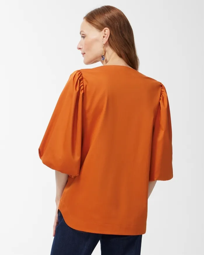 Chico039s No Iron Stretch Pullover Top Burnished Clay Women Tops