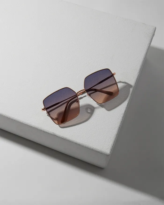 Chico039s Ombre Square Aviator Sunglasses Blue Women Eyewear