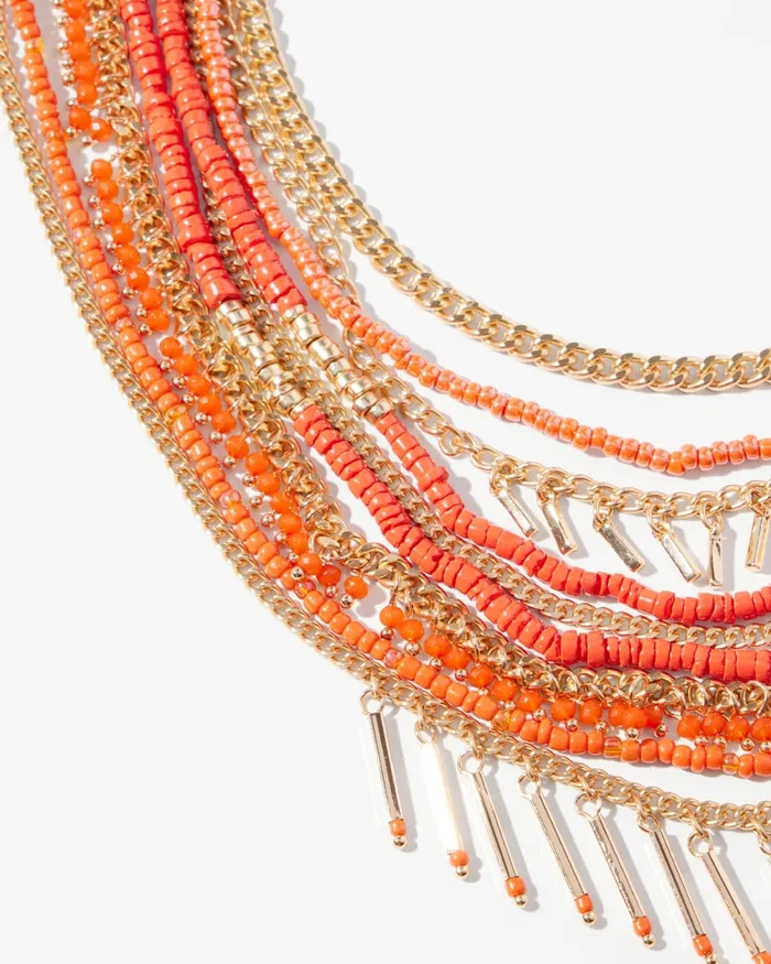 Chico039s Orange Multistrand Necklace Orange Women Necklaces