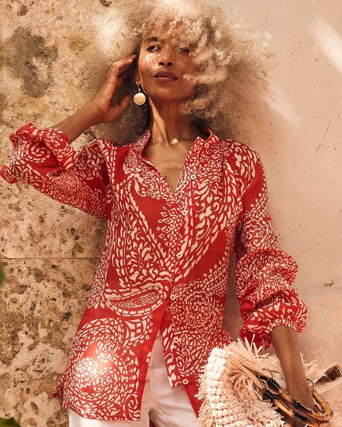 Chico039s Paisley Shirt Orange Blossom Women Tops