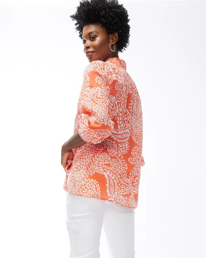 Chico039s Paisley Shirt Orange Blossom Women Tops
