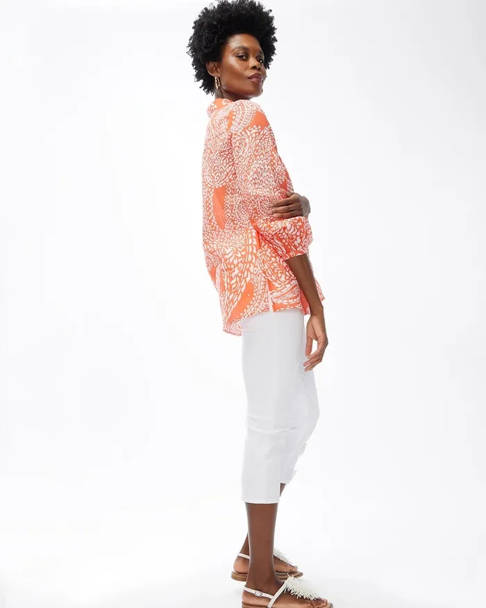 Chico039s Paisley Shirt Orange Blossom Women Tops
