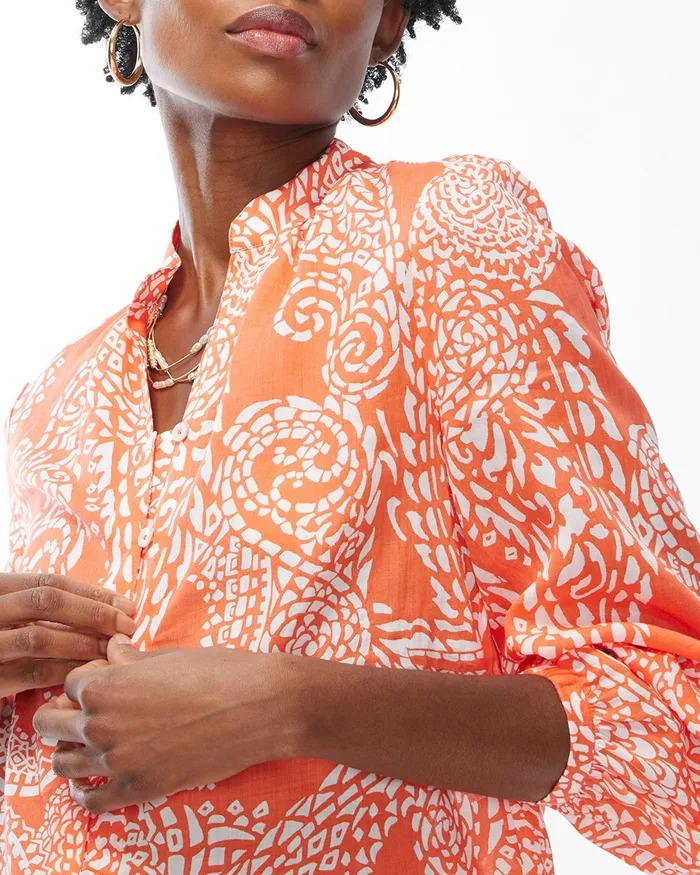 Chico039s Paisley Shirt Orange Blossom Women Tops