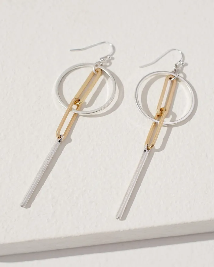 Chico039s Paper Clip Linear Drop Earrings Mixed Metals Women Earrings