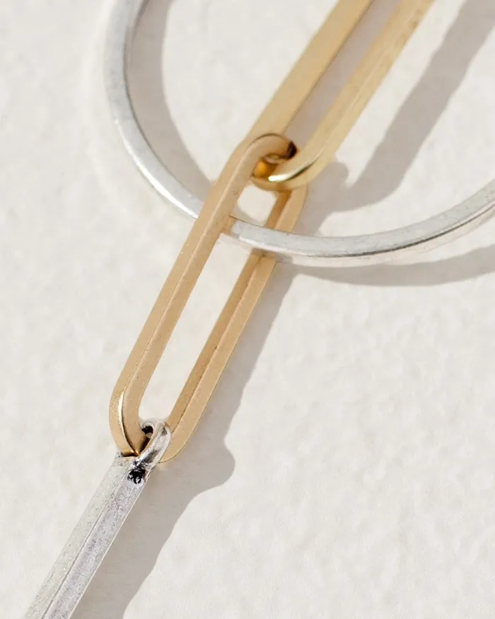 Chico039s Paper Clip Linear Drop Earrings Mixed Metals Women Earrings