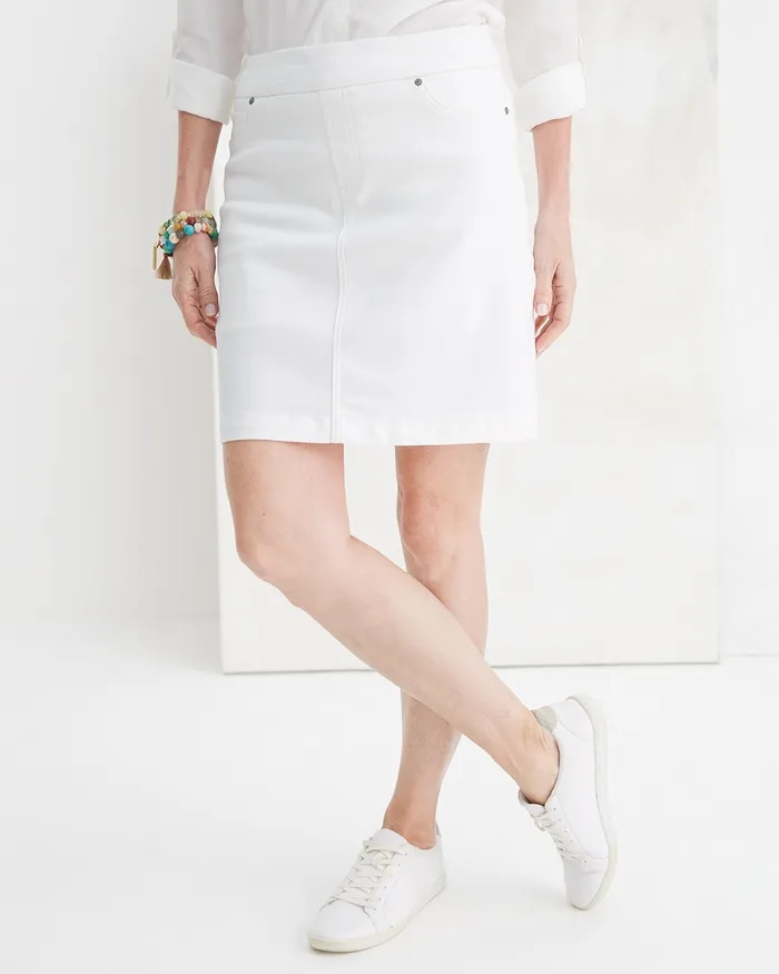 Chico039s Pullon Denim Skort Alabaster Women Shorts