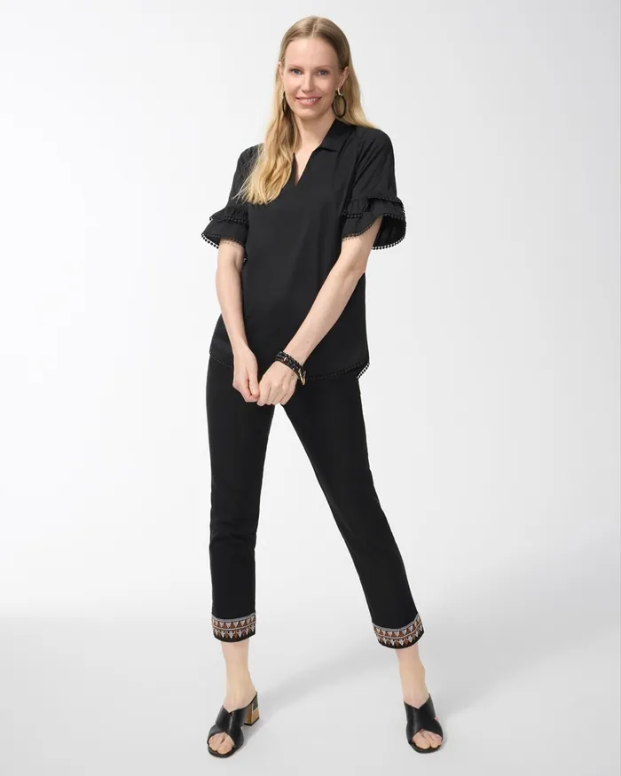 Chico039s Ruffle Blouse Black Women Tops